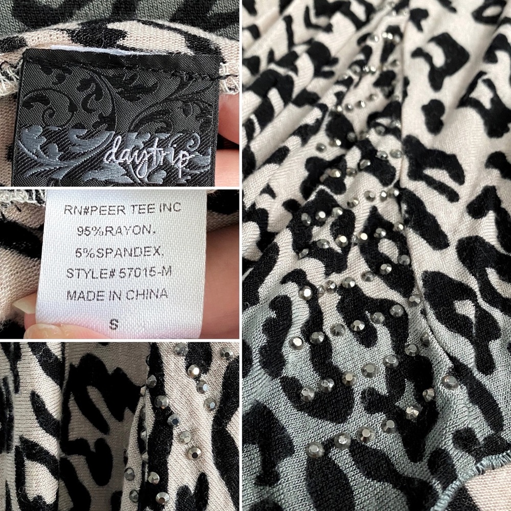 Daytrip leopard gradient cardigan, tan green - Picture 3 of 9